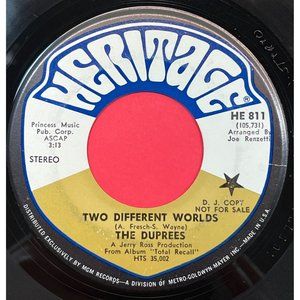 The Duprees Two Different Worlds 45 Sunshine Pop Promo Heritage 811